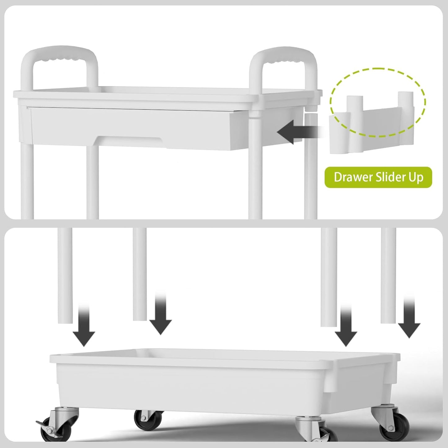 3-Tier Rolling Cart with Drawer – Mobile Storage Organizer with Wheels for Home & Office