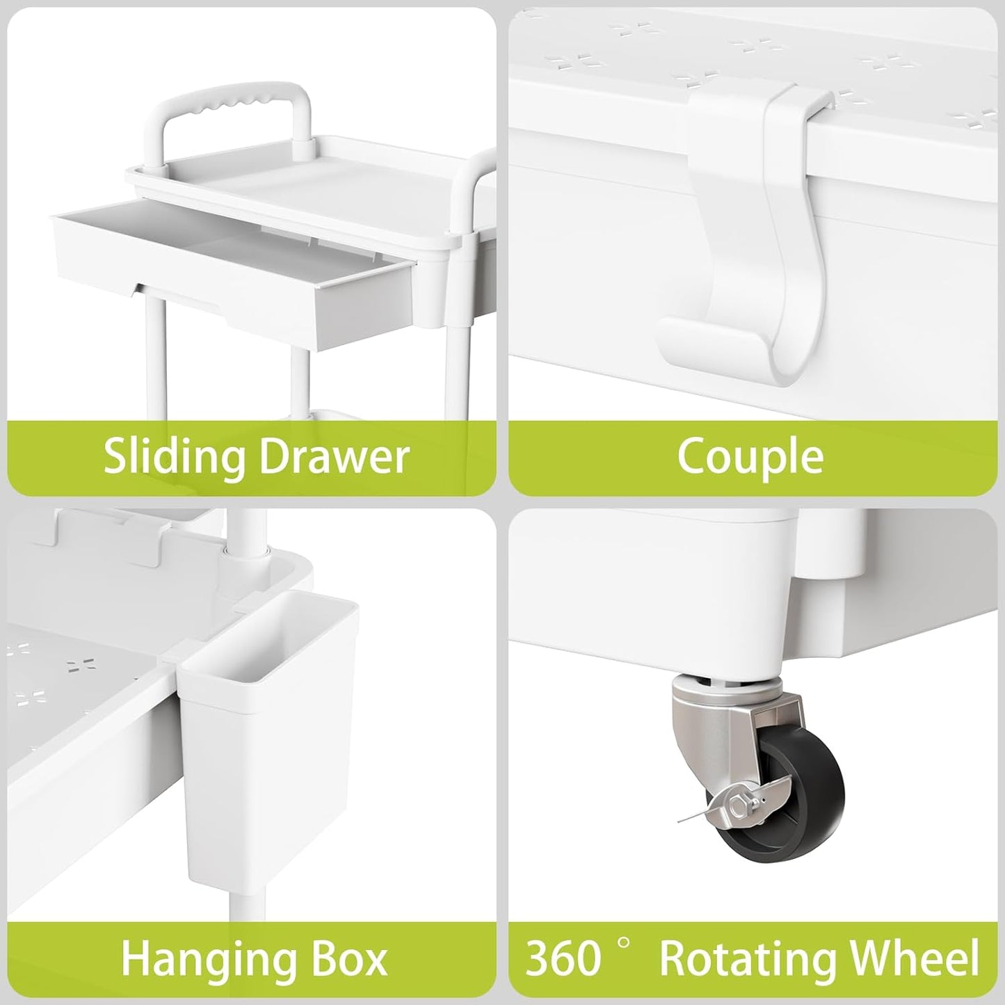 3-Tier Rolling Cart with Drawer – Mobile Storage Organizer with Wheels for Home & Office