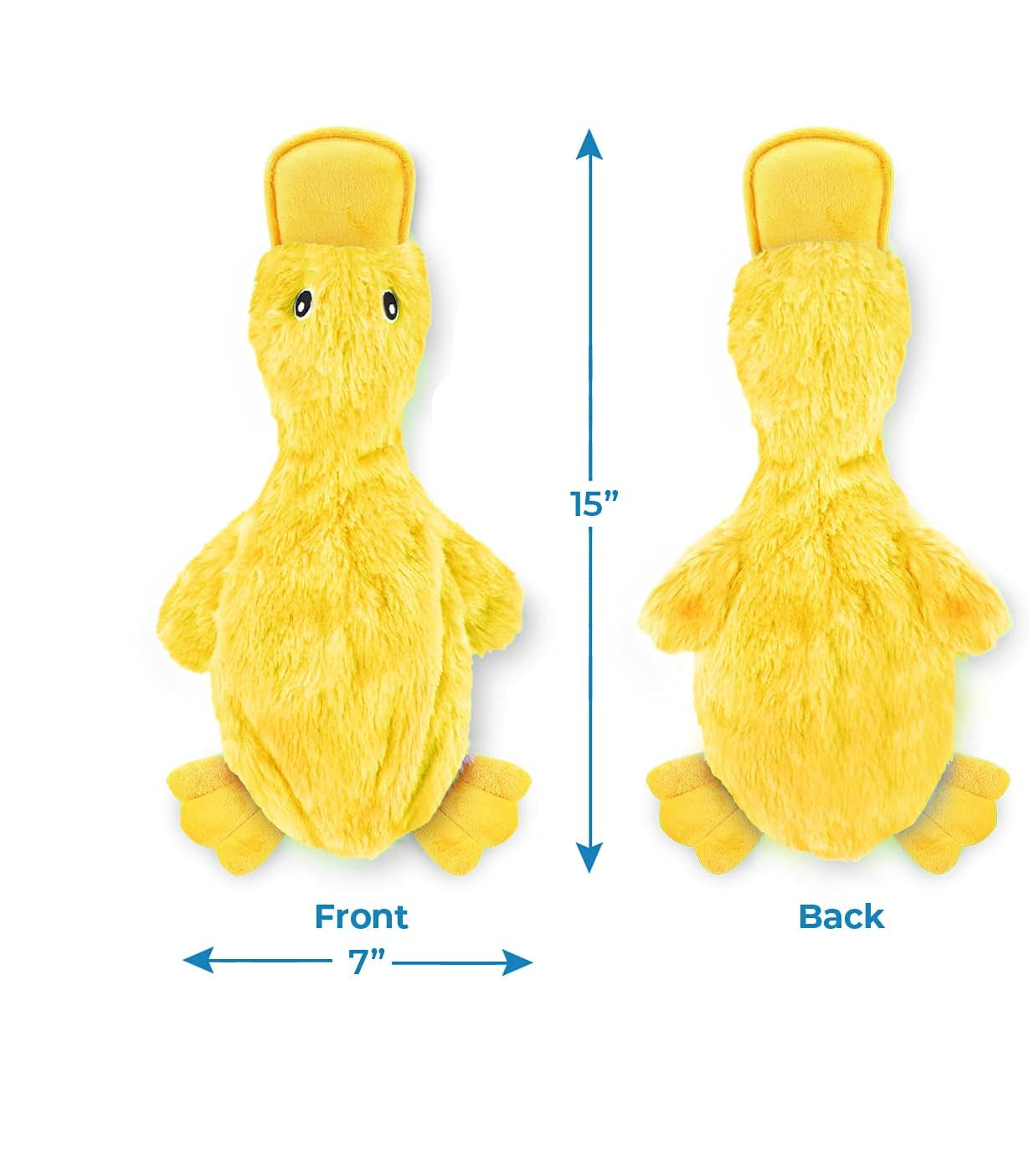 Crinkle Dog Toy – No Stuffing Duck with Squeaker for All Breeds – Soft, Durable & Mess-Free