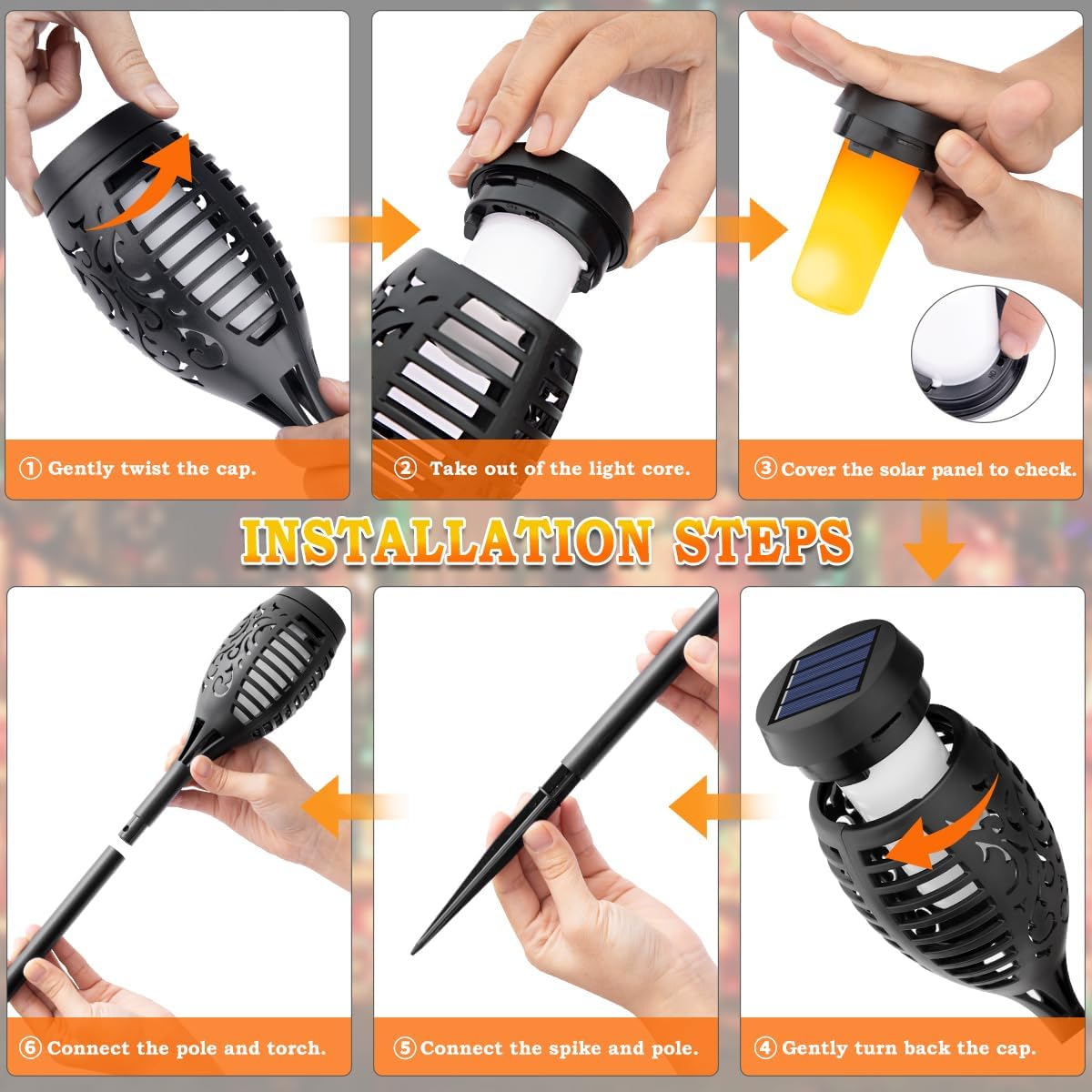 10-Pack Solar Torch Lights with Flickering Flame – Waterproof LED Garden & Yard Decor