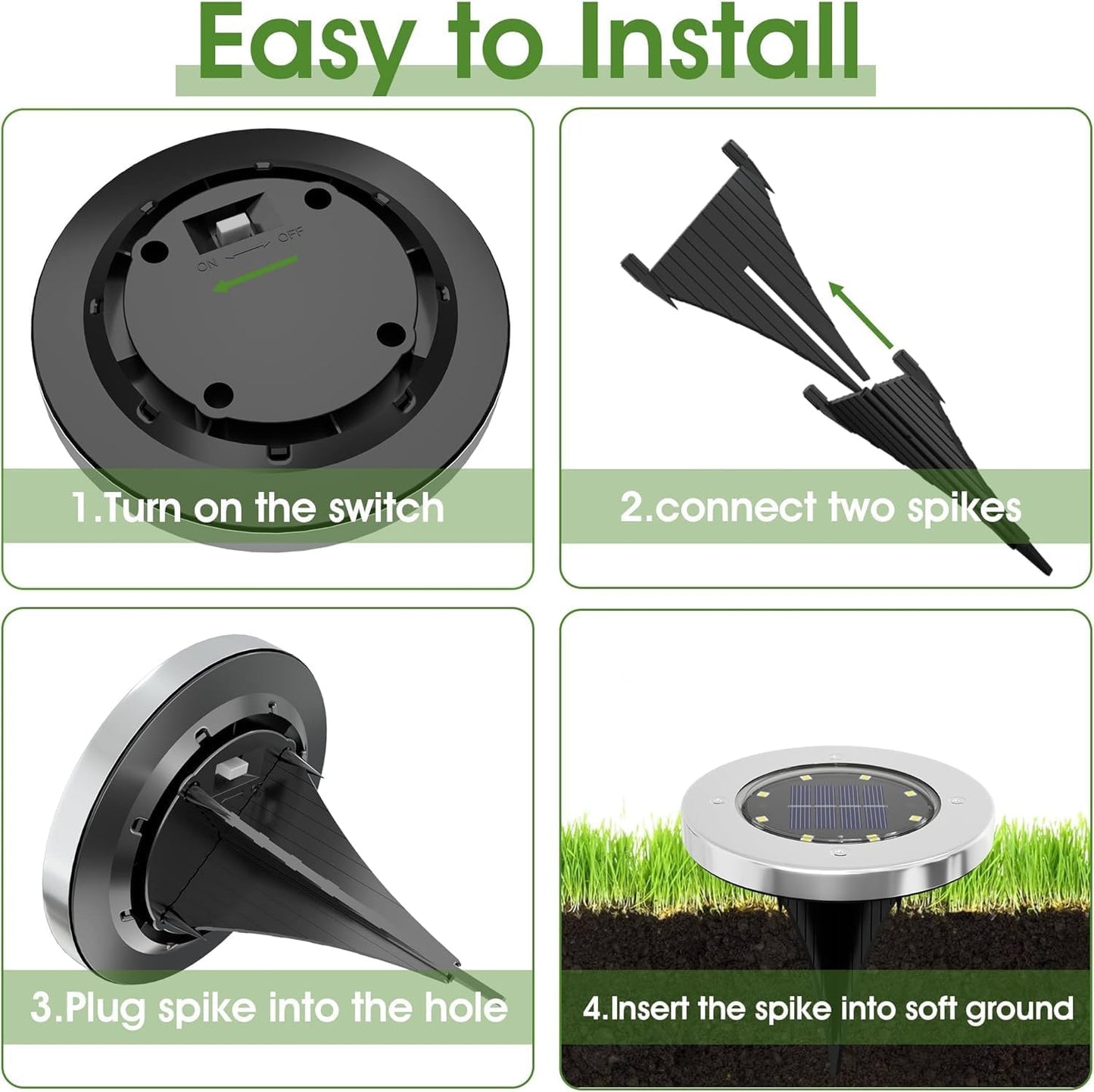16-Pack Solar Ground Lights – Waterproof LED Outdoor Pathway Lights (Warm White)