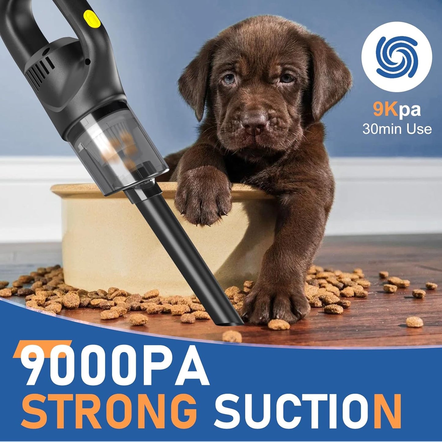 Cordless Handheld Car Vacuum – Compact, Strong Suction, with HEPA & Attachments