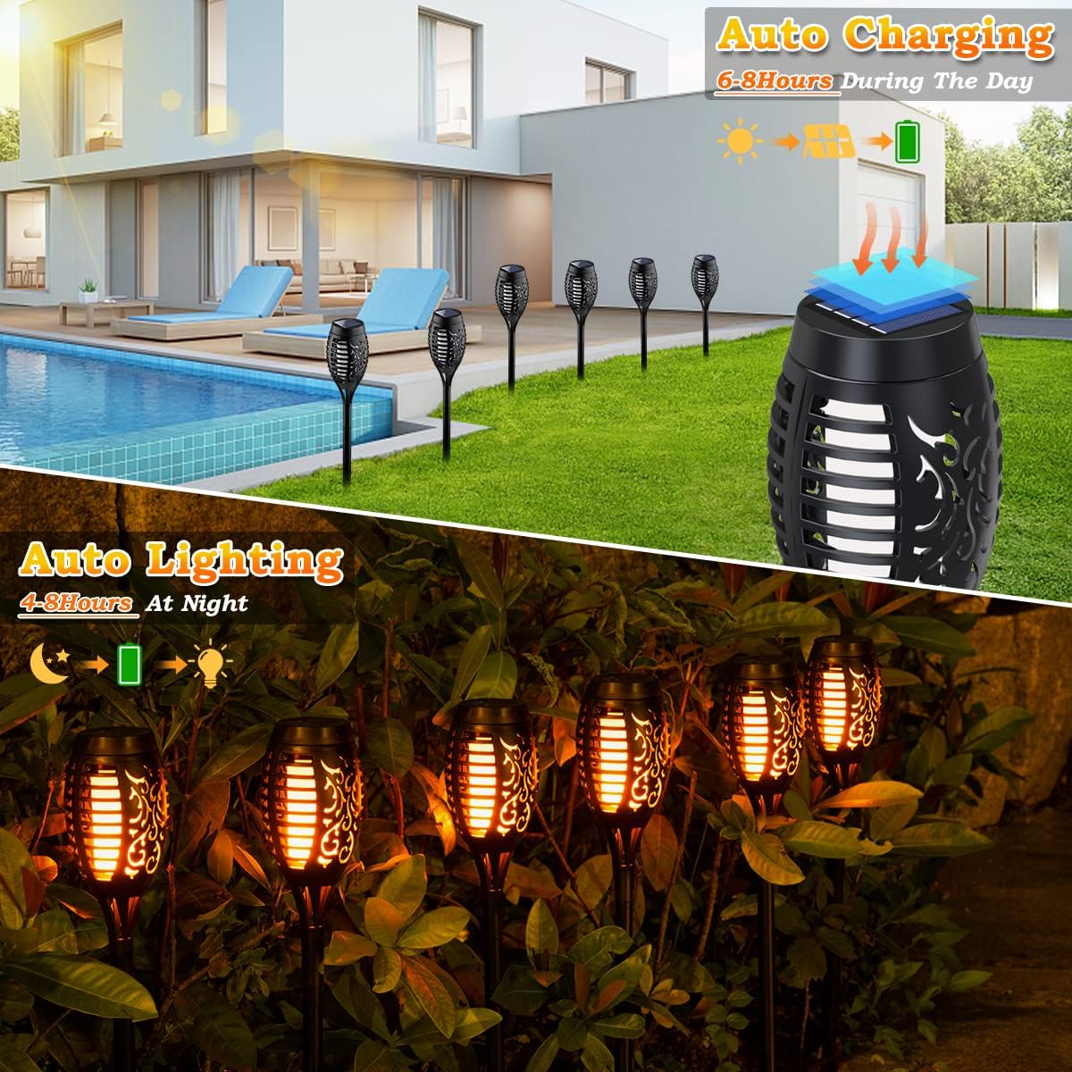 10-Pack Solar Torch Lights with Flickering Flame – Waterproof LED Garden & Yard Decor