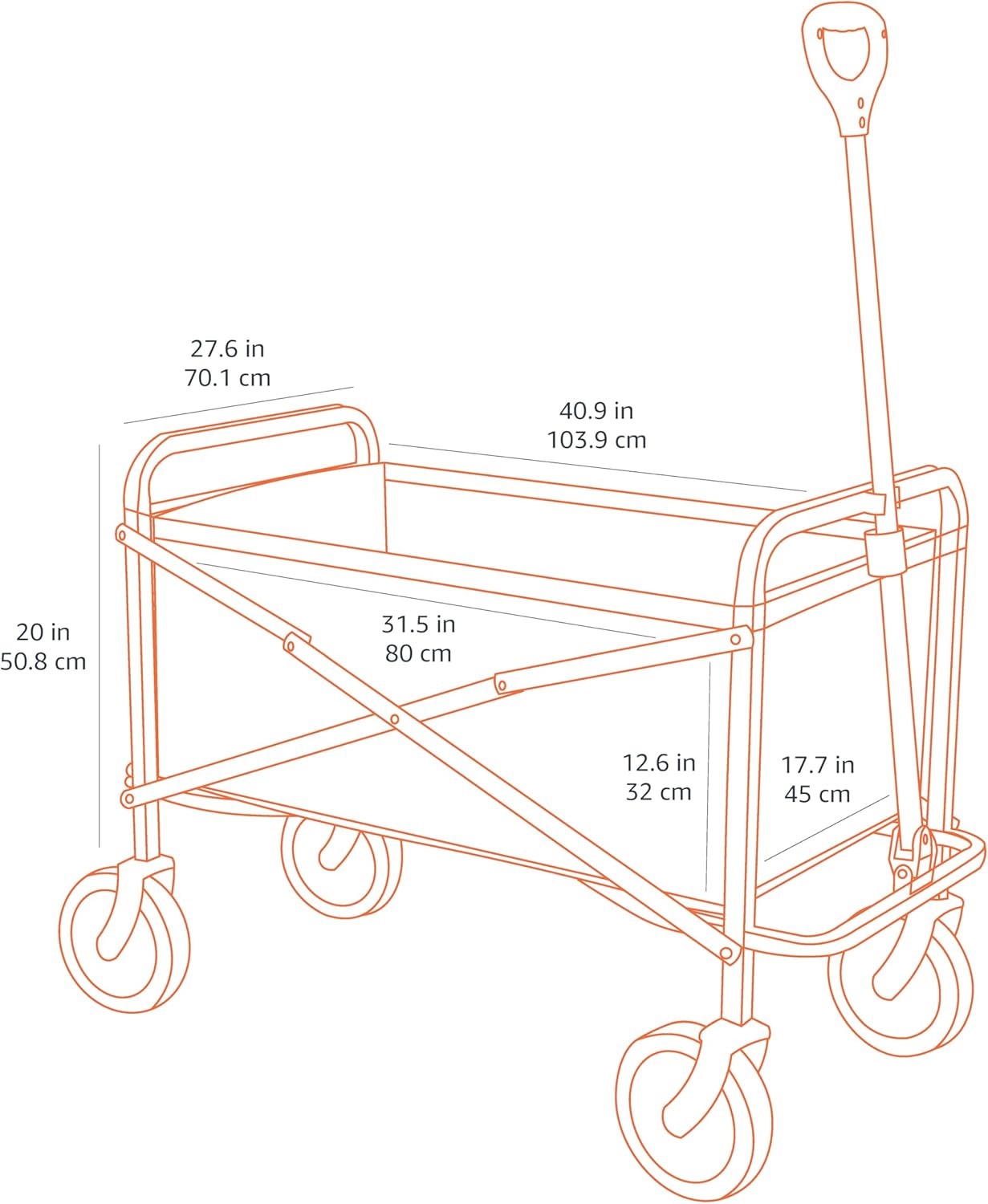 Collapsible Folding Utility Wagon – Heavy Duty Outdoor Cart, 265 lb Capacity (Gray)