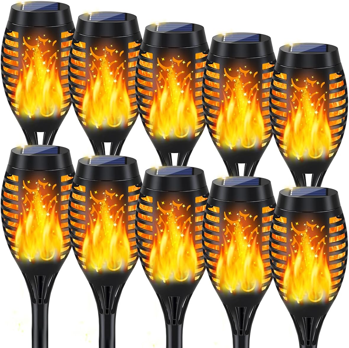 10-Pack Solar Torch Lights with Flickering Flame – Waterproof LED Garden & Yard Decor