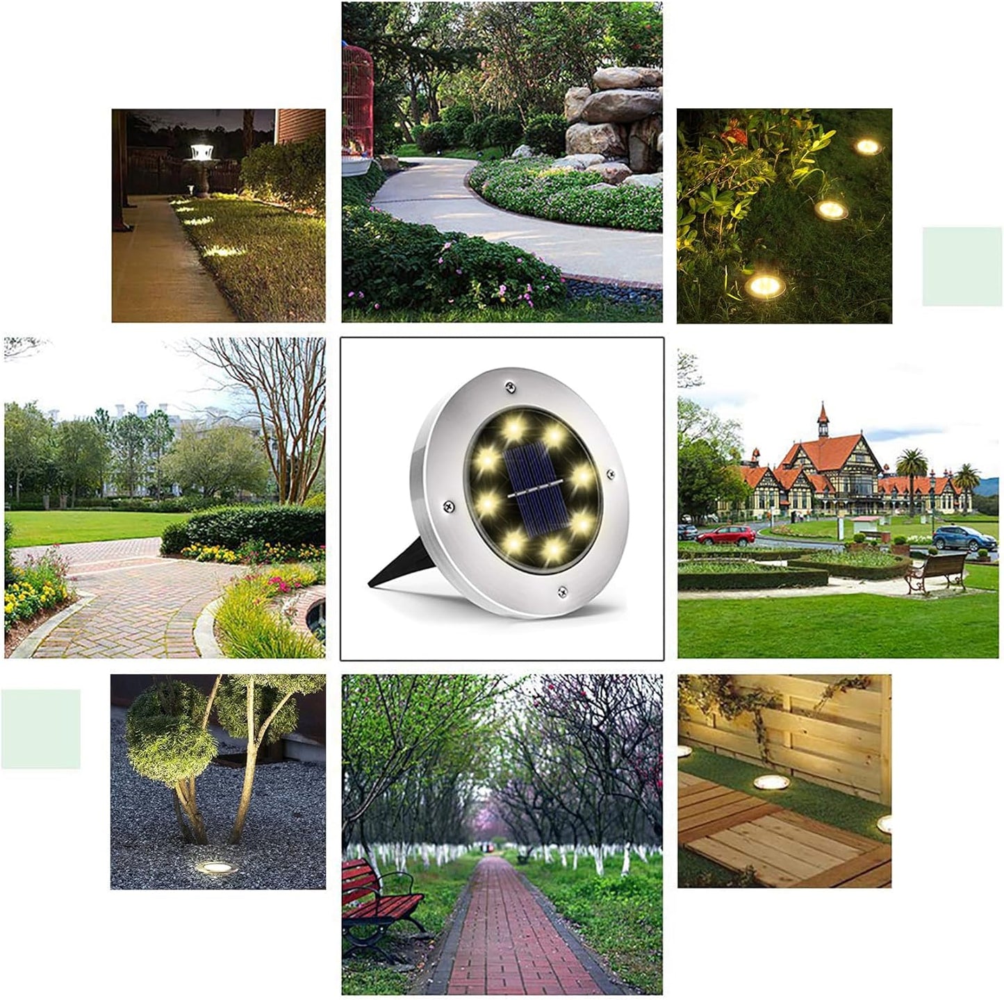 16-Pack Solar Ground Lights – Waterproof LED Outdoor Pathway Lights (Warm White)