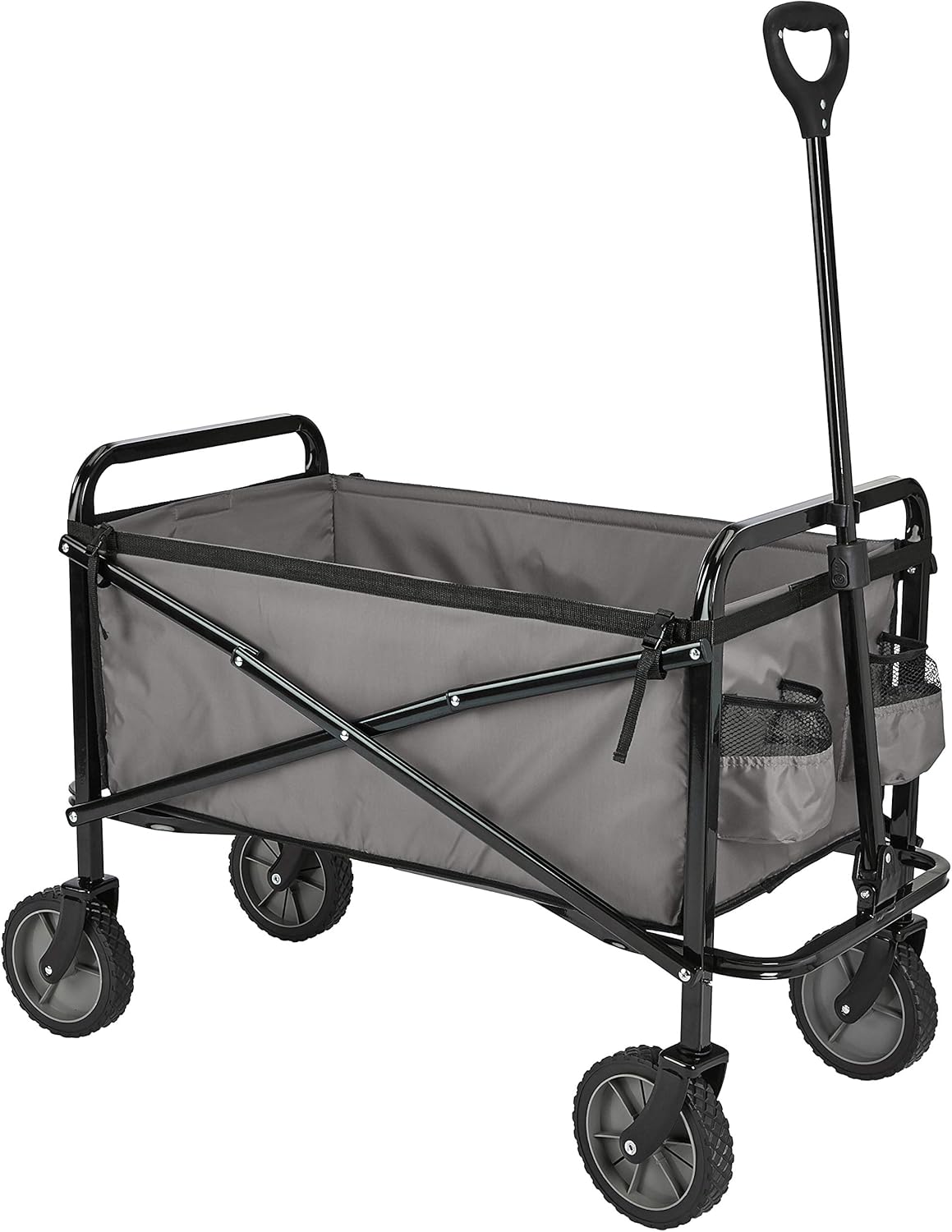 Collapsible Folding Utility Wagon – Heavy Duty Outdoor Cart, 265 lb Capacity (Gray)