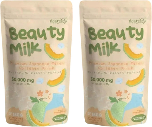 2 Packs Beauty Milk Japanese Collagen Melon Drink – 50,000mg Hydrolyzed Collagen