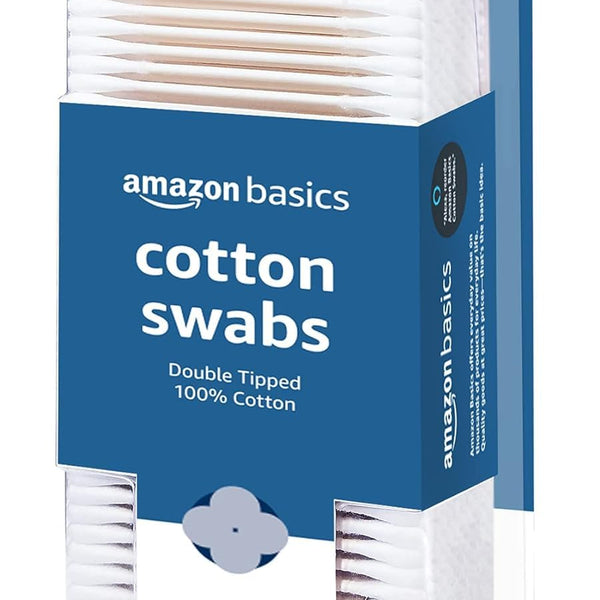 Amazon Basics Cotton Swabs – 100% Cotton, 500 Count, USA Made