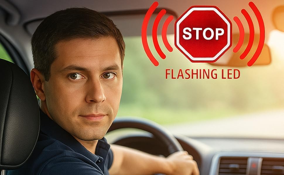 PARKEZ Flashing LED Light Parking Stop Sign For Garage