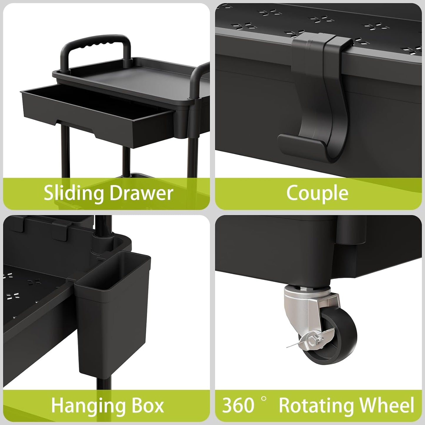 3-Tier Rolling Cart with Drawer – Mobile Storage Organizer with Wheels for Home & Office