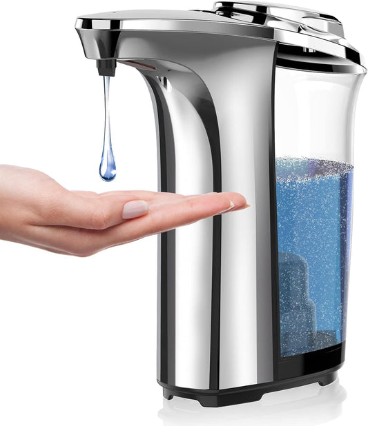 Touchless Automatic Soap Dispenser – 17oz/500ml with Infrared Sensor & Adjustable Levels (Silver)