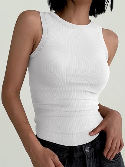 ANRABESS Women’s Ribbed Racerback Tank Top – Slim Fit Sleeveless Summer Shirt