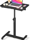 Adjustable Rolling Overbed Table – Height Adjustable Bedside Desk with Wheels (Black)