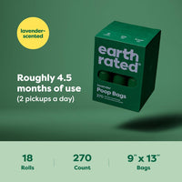 Earth Rated Dog Poop Bags – 270 Count Lavender Scented, Leak-Proof & Eco-Friendly – USA