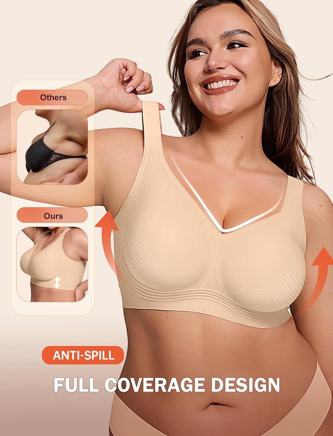 LetsJoli Bras for Women Supportive Wireless Push Up Bra
