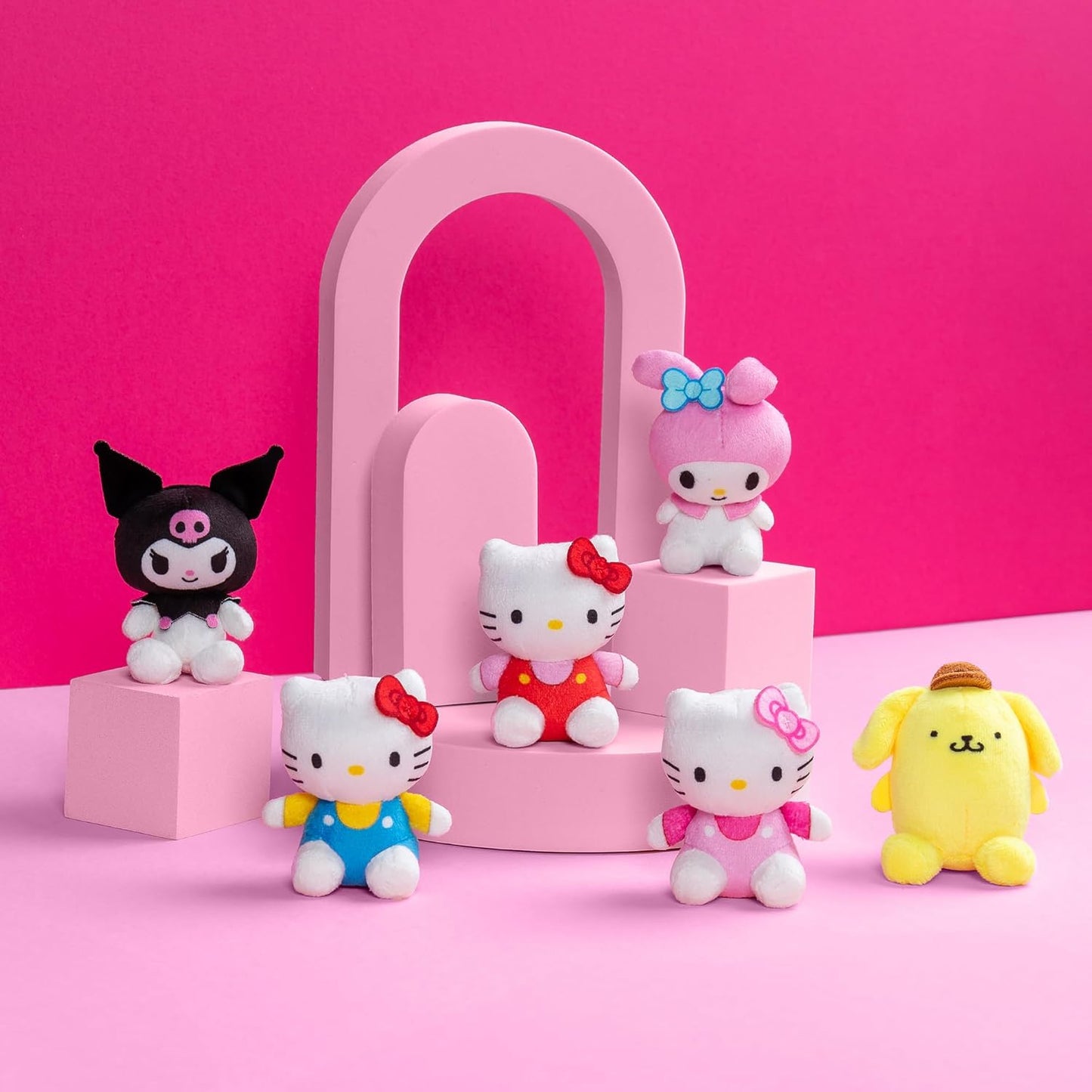 Hello Kitty and Friends 6 Pack - Miniature Plush Figure, Girls and Boys Ages 4+