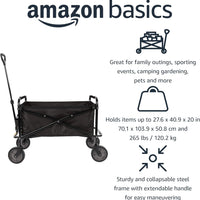 Heavy Duty Folding Utility Wagon – Collapsible Outdoor Cart with Wheels (Black)