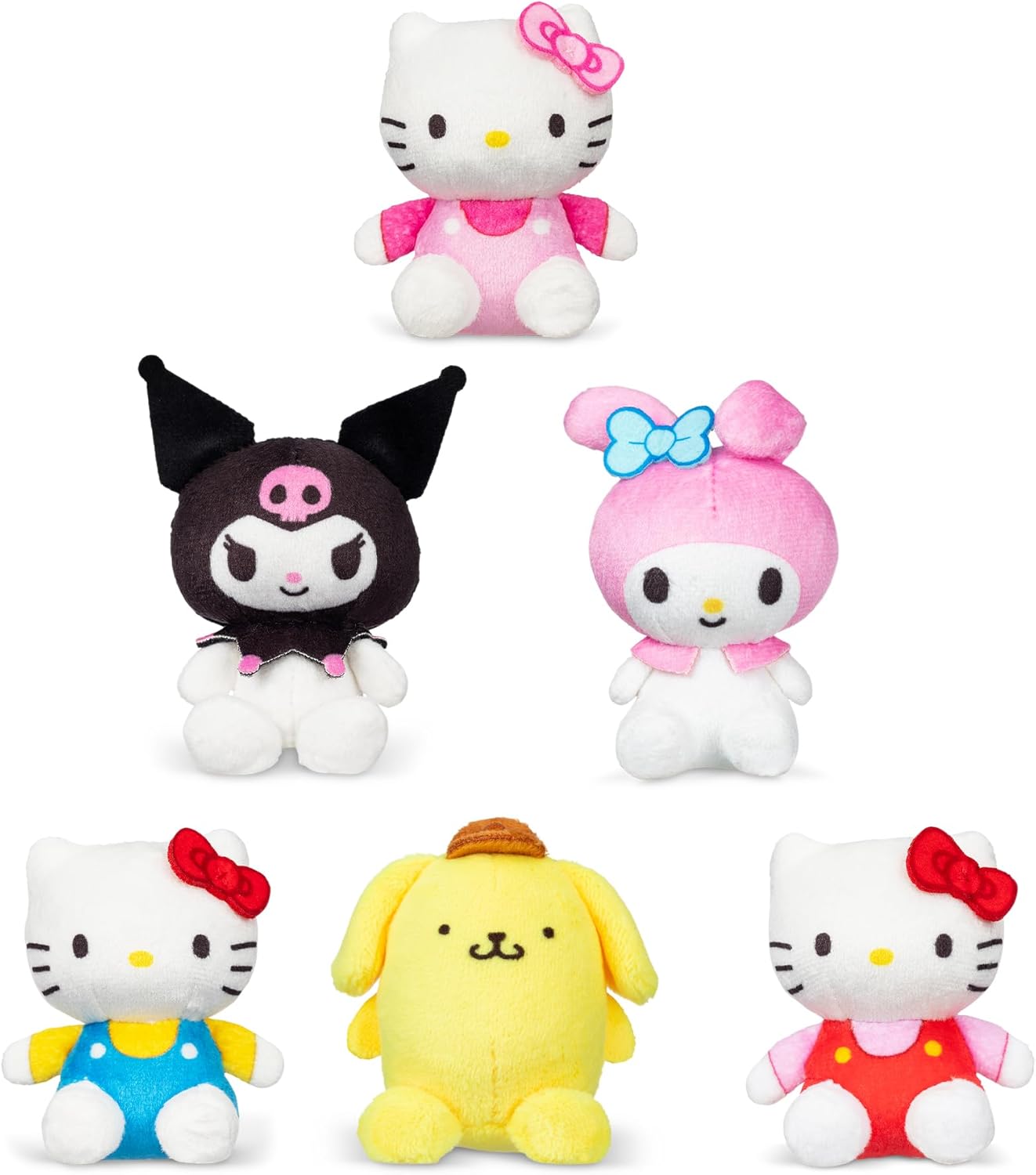Hello Kitty and Friends 6 Pack - Miniature Plush Figure, Girls and Boys Ages 4+