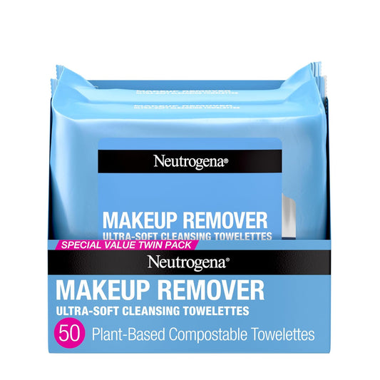 Makeup Remover Wipes – Micellar, Alcohol-Free, Compostable (2x25 ct) – Made in USA