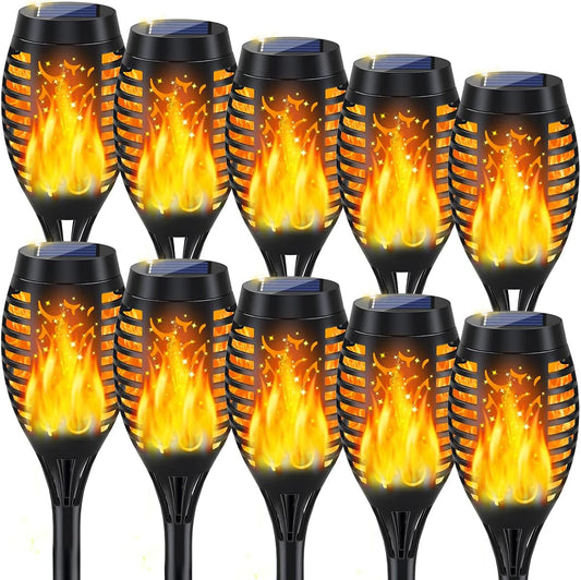10-Pack Solar Torch Lights with Flickering Flame – Waterproof LED Garden & Yard Decor