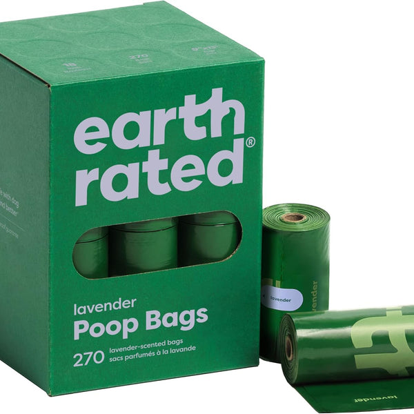 Earth Rated Dog Poop Bags – 270 Count Lavender Scented, Leak-Proof & Eco-Friendly – USA