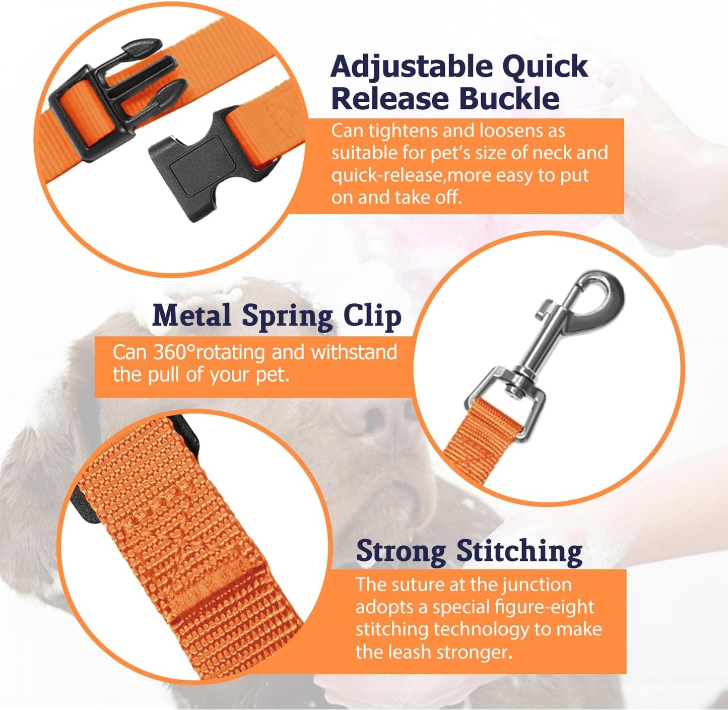 Adjustable Dog Bathing Tether with Suction Cup – Pet Grooming Restraint Strap (Orange)