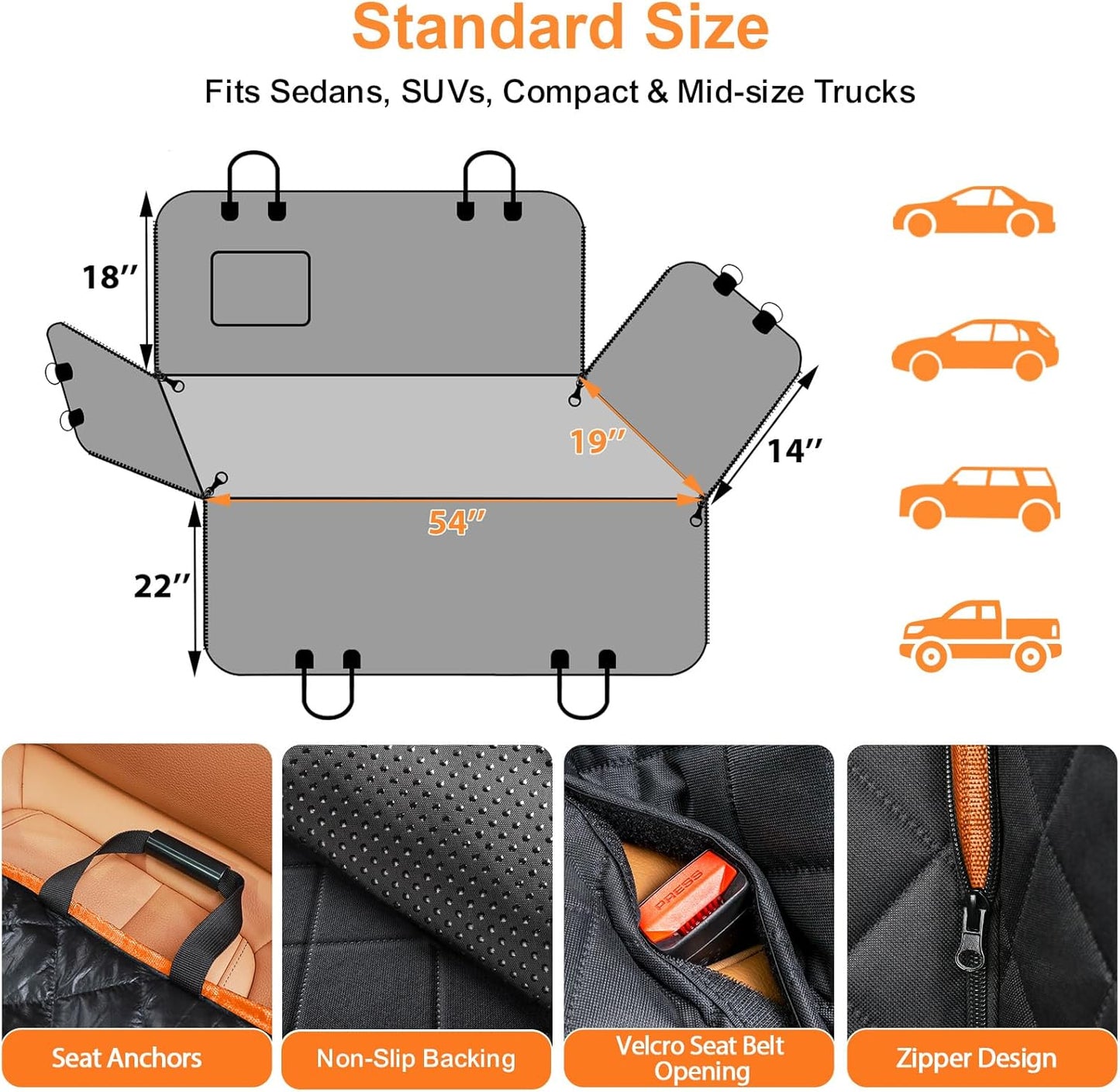 URPOWER Waterproof Dog Seat Cover Hammock Nonslip Scratchproof for Cars SUVs