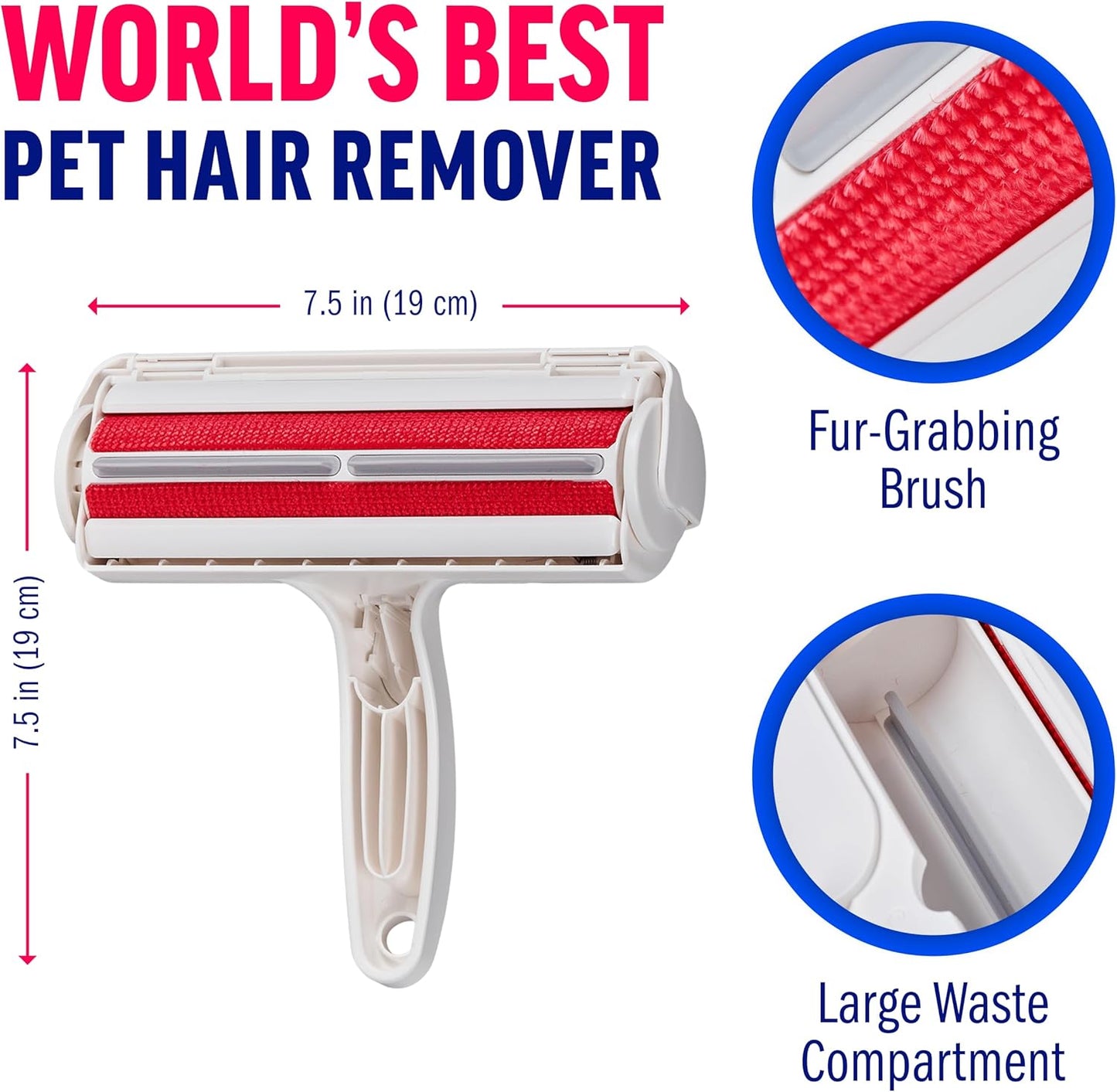 ChomChom Roller Pet Hair Remover – Original Size Reusable Lint Roller White