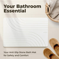Stone Bath Mat – Diatomaceous Earth Quick Dry & Non-Slip Shower Mat (Sandstone)