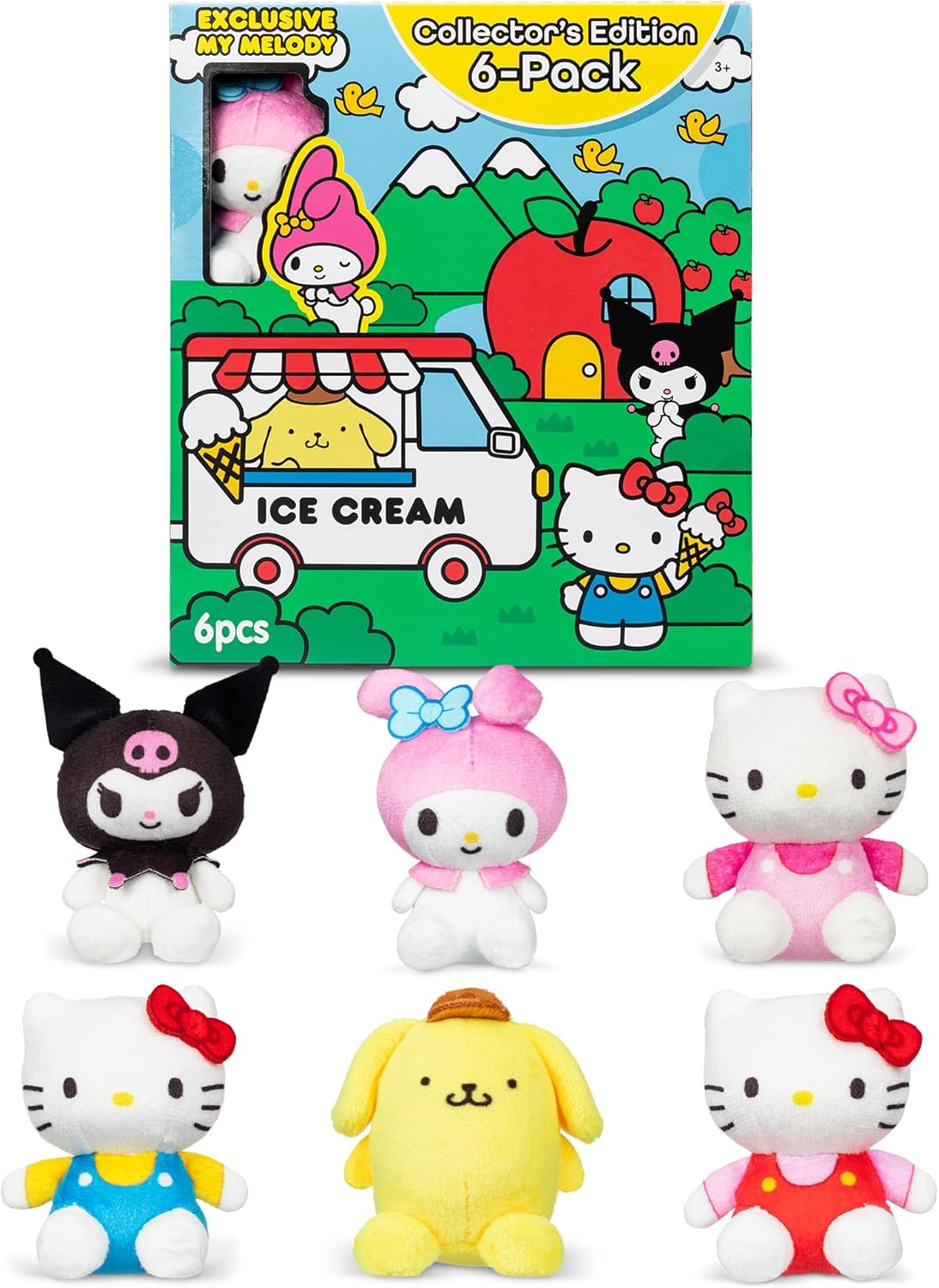 Hello Kitty and Friends 6 Pack - Miniature Plush Figure, Girls and Boys Ages 4+