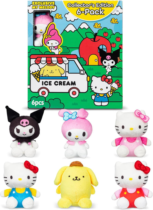 Hello Kitty and Friends 6 Pack - Miniature Plush Figure, Girls and Boys Ages 4+