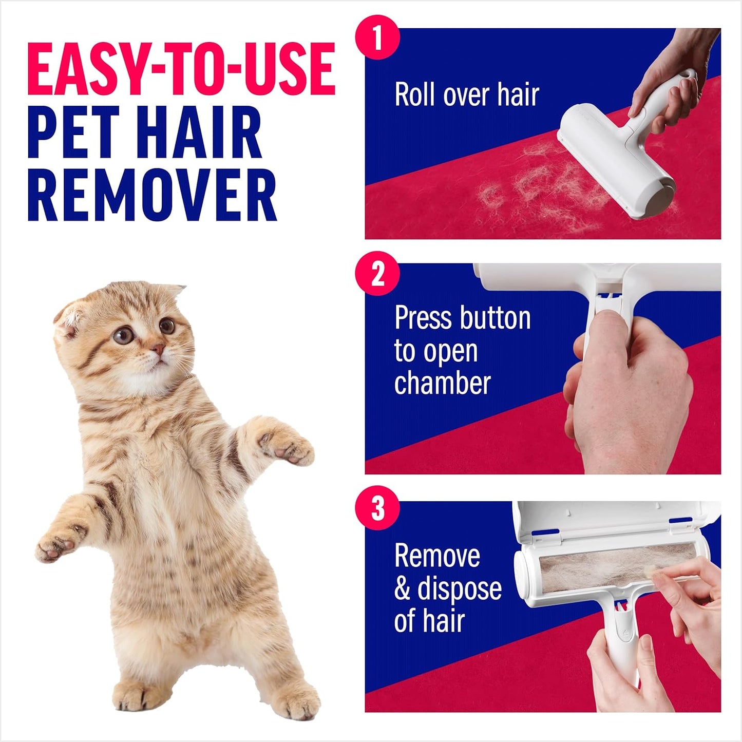 ChomChom Roller Pet Hair Remover – Original Size Reusable Lint Roller White