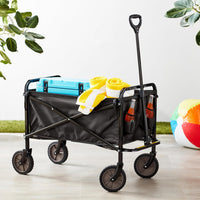 Heavy Duty Folding Utility Wagon – Collapsible Outdoor Cart with Wheels (Black)