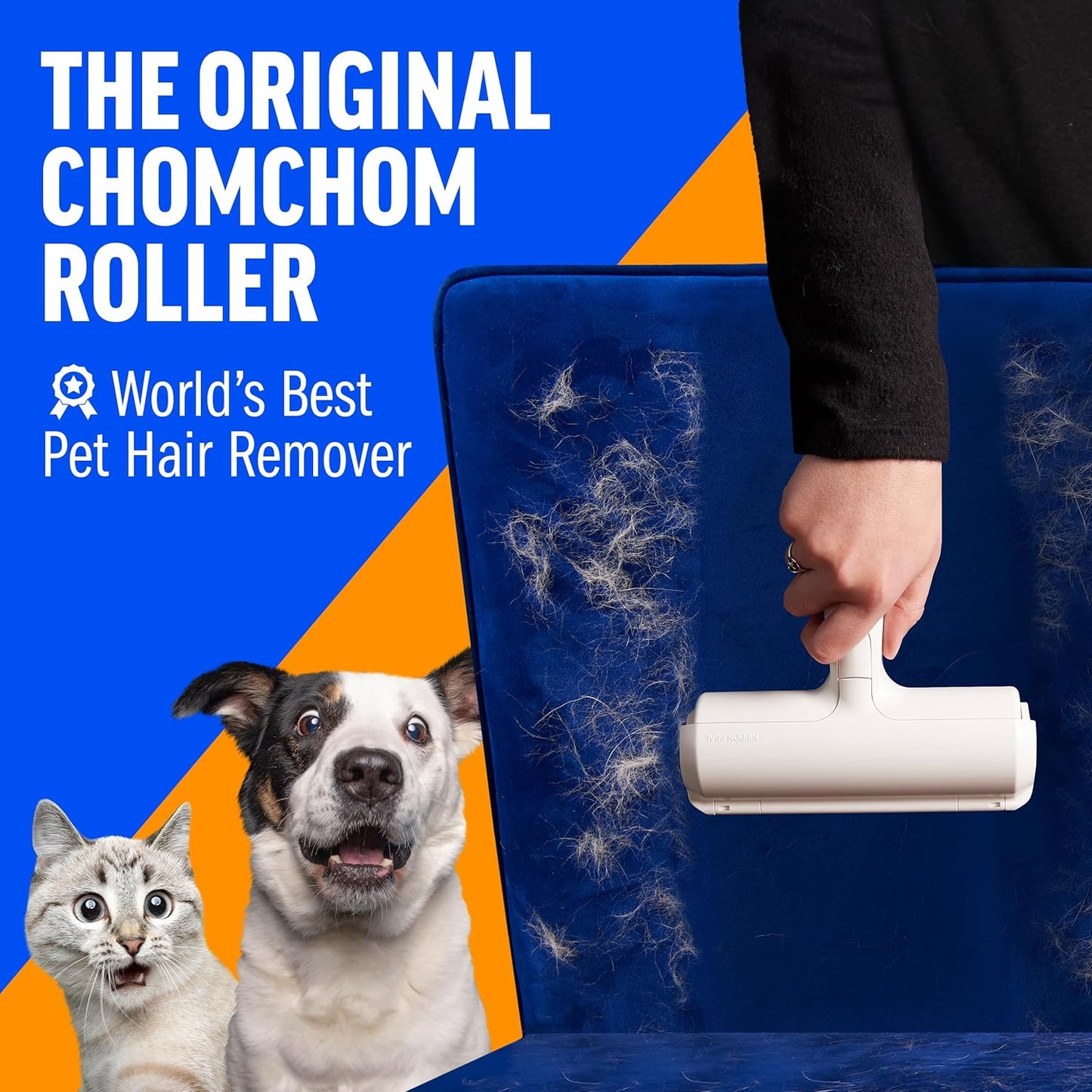 ChomChom Roller Pet Hair Remover – Original Size Reusable Lint Roller White