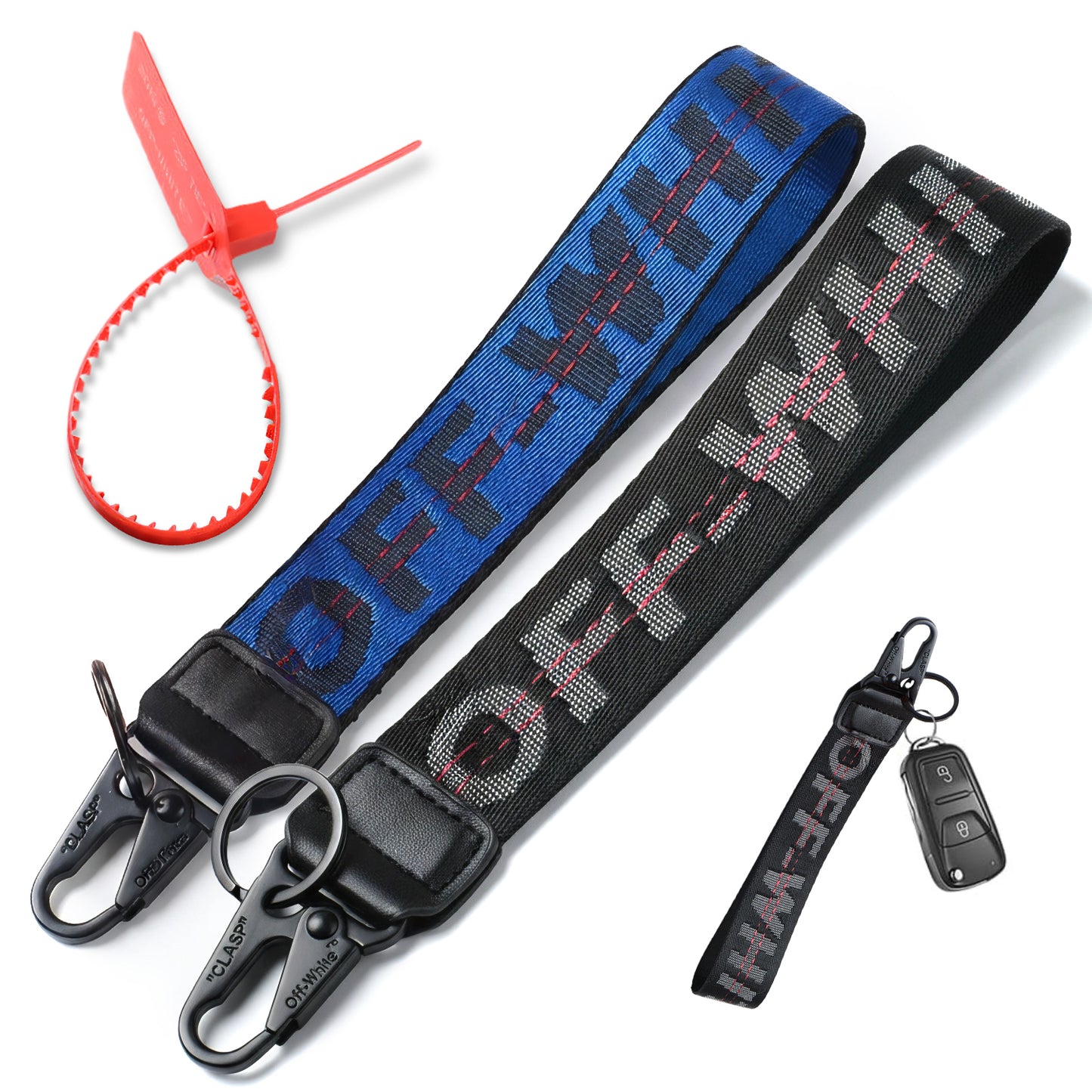 Off White Keychain Lanyard for Keys and ID Badge Holder - Durable Lanyard Neck Strap (Pack of 2)