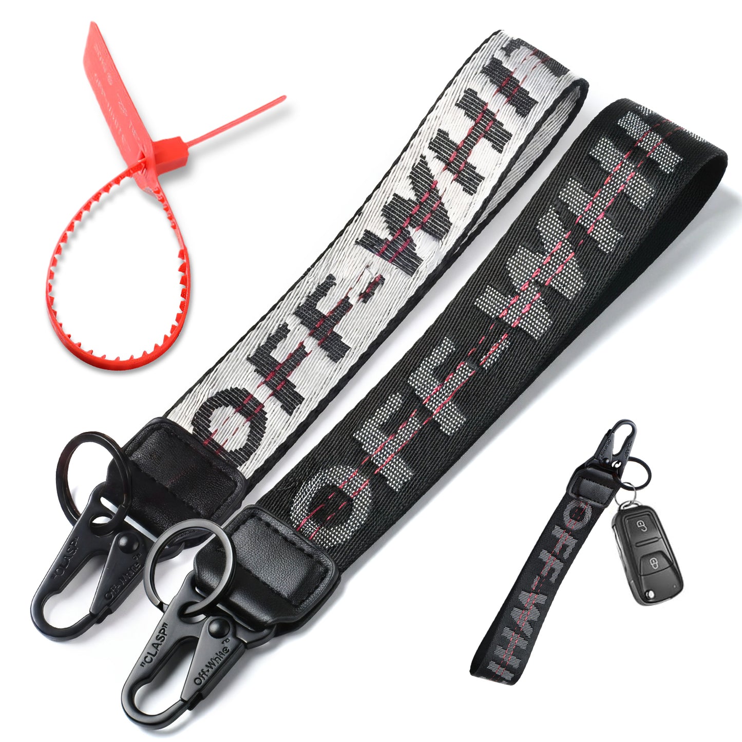 Off White Keychain Lanyard for Keys and ID Badge Holder - Durable Lanyard Neck Strap (Pack of 2)