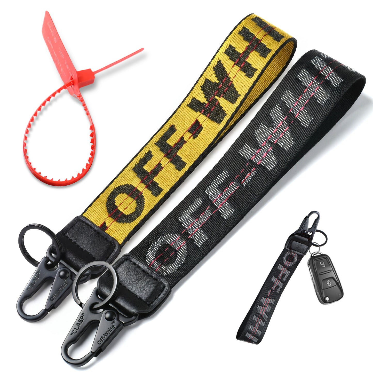 Off White Keychain Lanyard for Keys and ID Badge Holder - Durable Lanyard Neck Strap (Pack of 2)