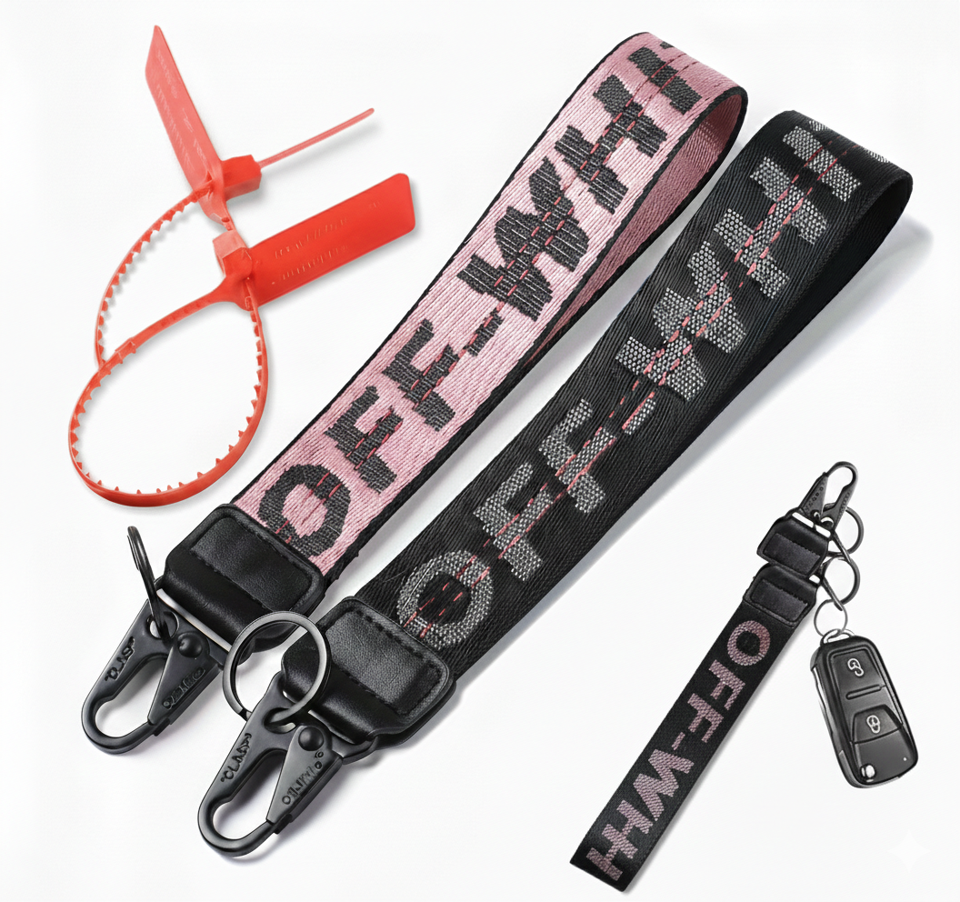 Off White Keychain Lanyard for Keys and ID Badge Holder - Durable Lanyard Neck Strap (Pack of 2)