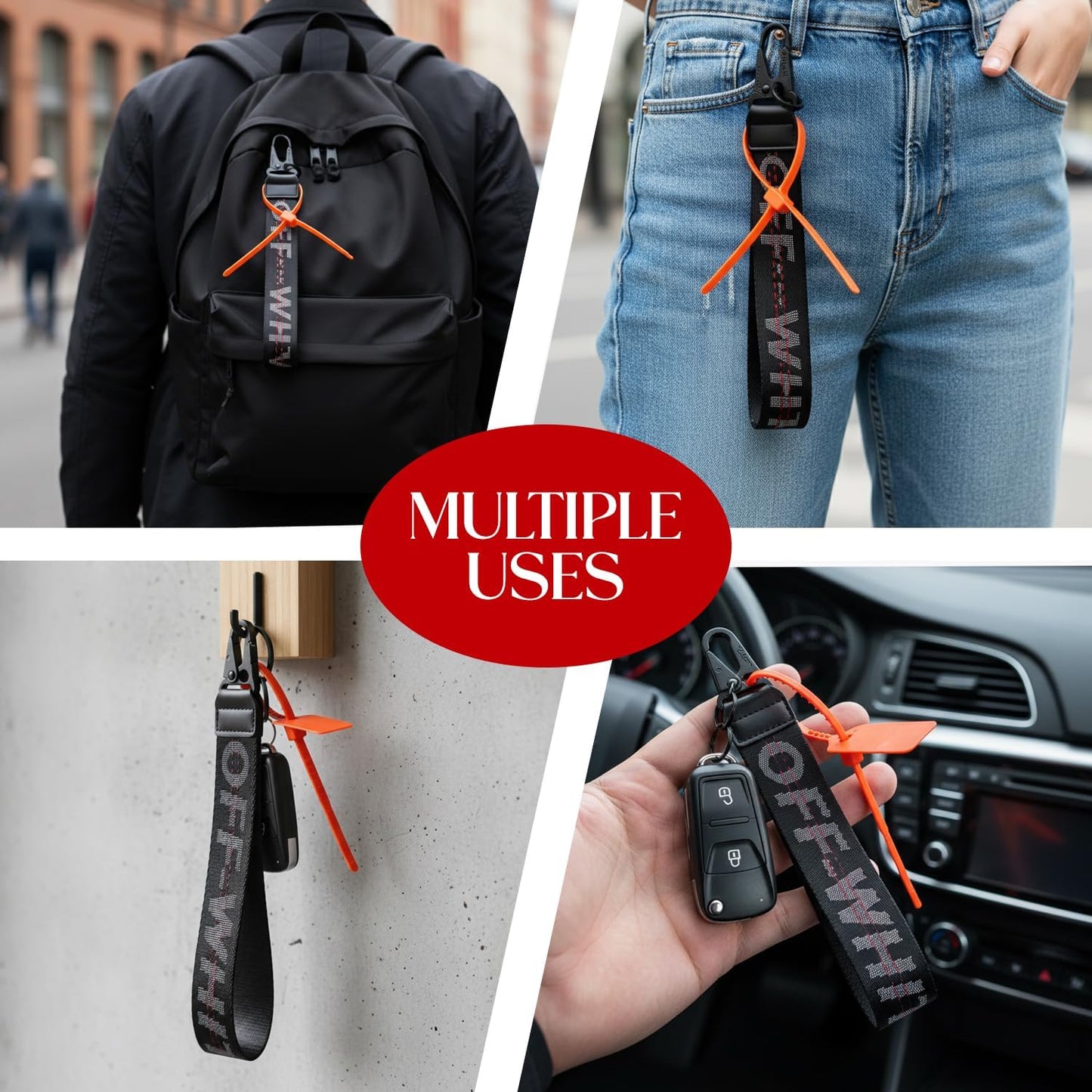Black Keychain Lanyard for Keys and ID Badge Holder - Durable Lanyard Neck Strap