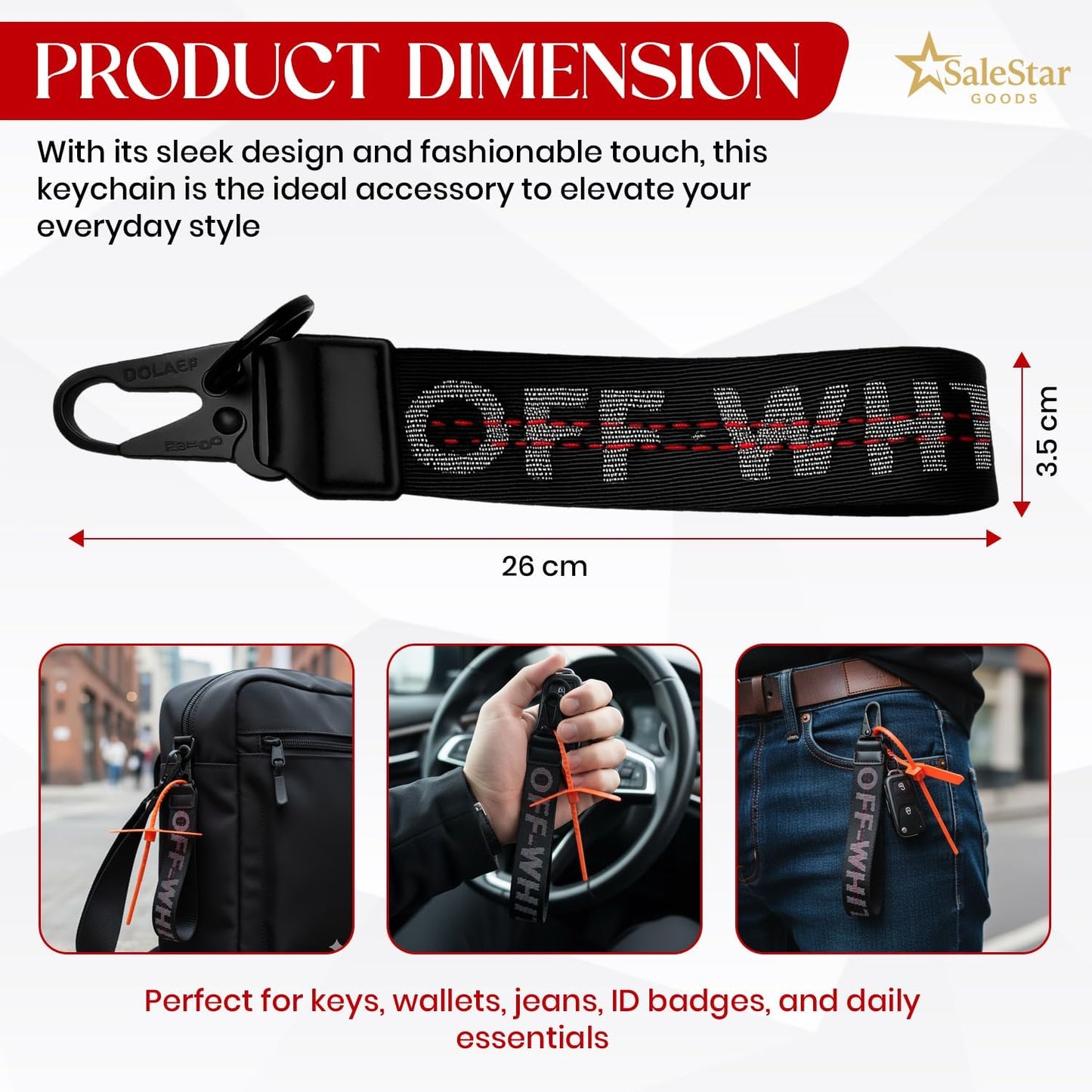 Black Keychain Lanyard for Keys and ID Badge Holder - Durable Lanyard Neck Strap
