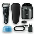 Braun electric shaver set with accessories on a white background