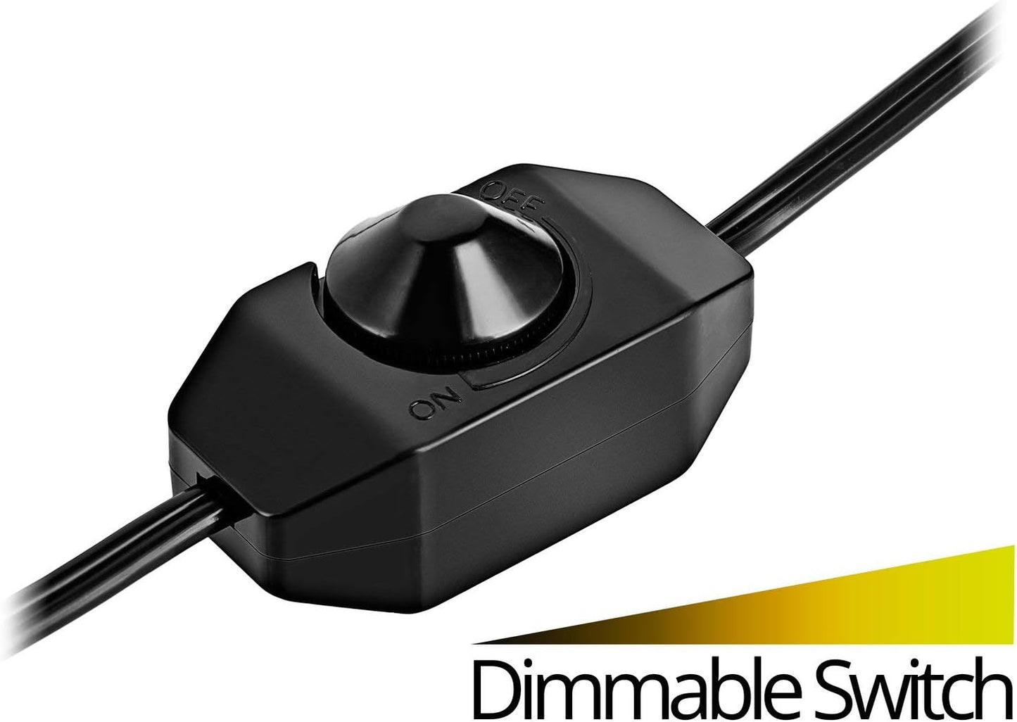 Black dimmable switch with wires on a white background