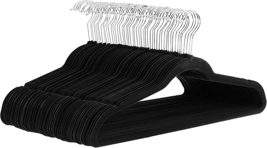 Amazon Basics Slim Velvet Non-Slip Space Saving Suit Clothes Hangers, 50-Pack