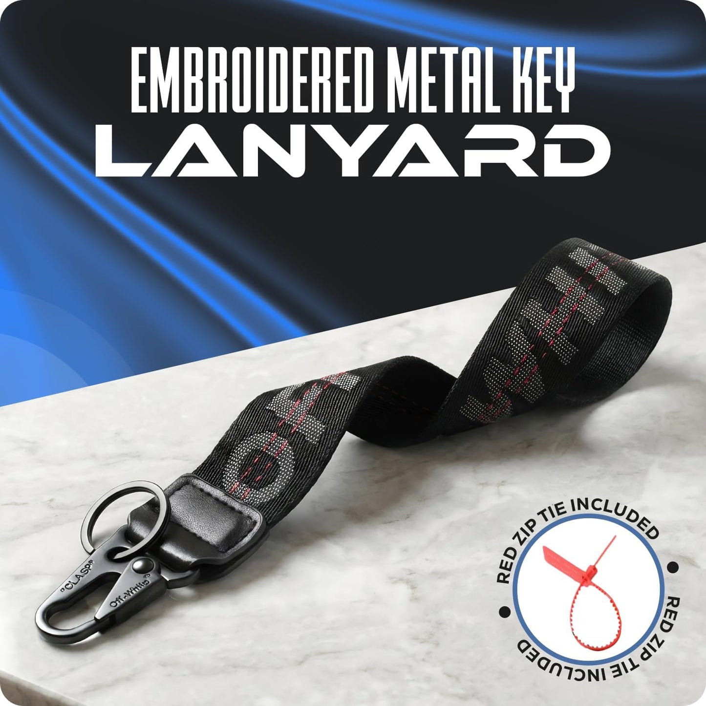 Off White Keychain Lanyard for Keys and ID Badge Holder - Durable Lanyard Neck Strap (Pack of 2)