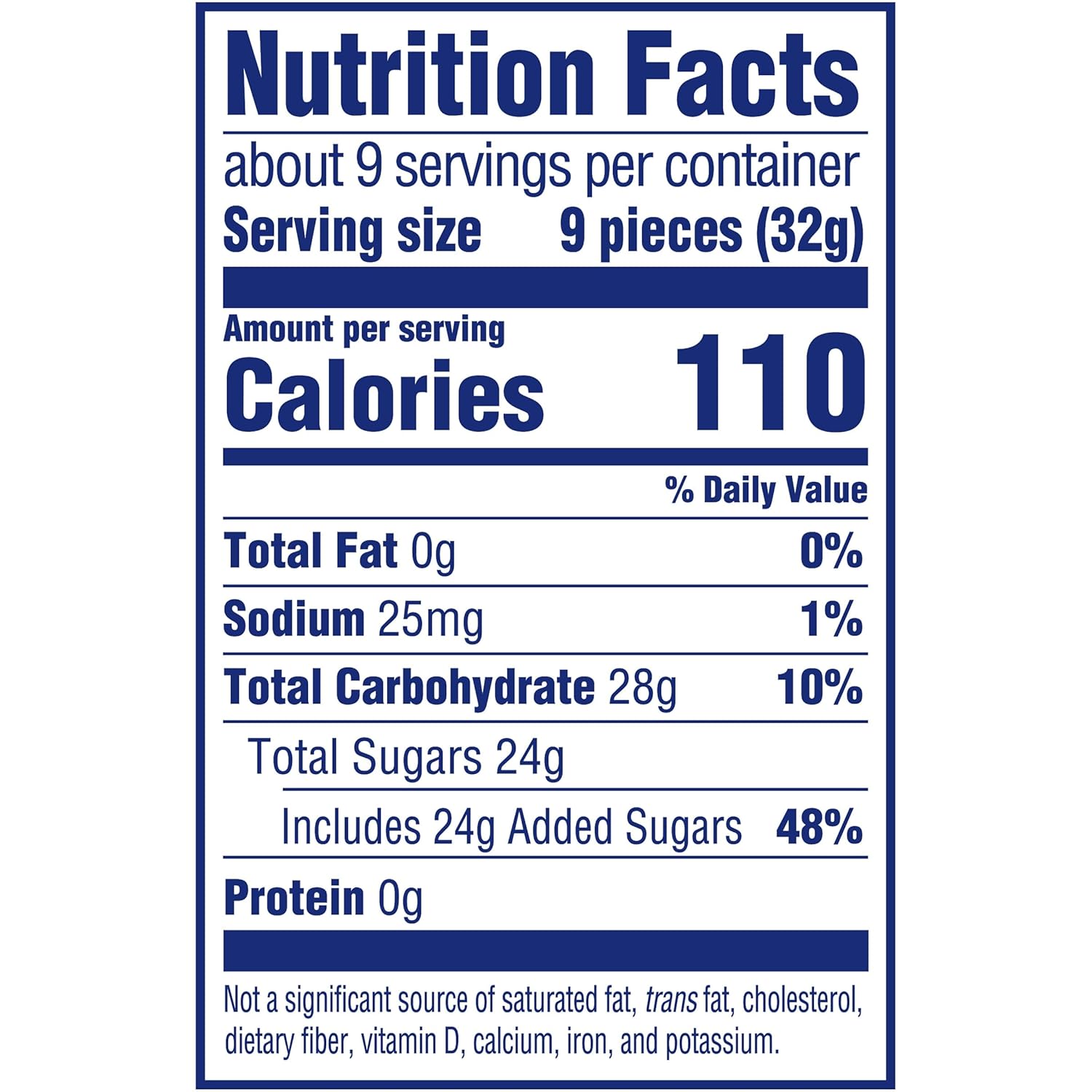 Nutrition facts label for a product with detailed calorie and ingredient information.
