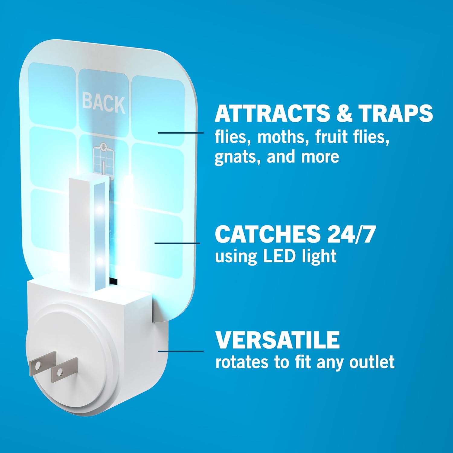 Insect trap with LED light on a blue background