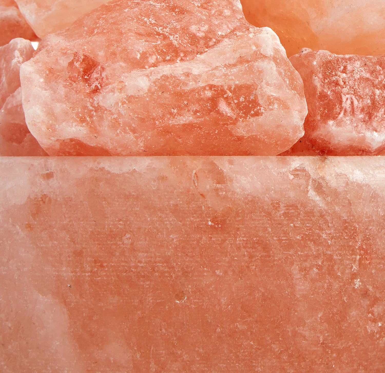 Close-up of pink Himalayan salt crystals