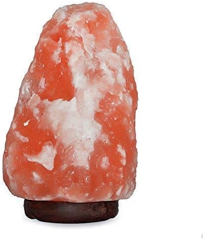 Himalayan salt lamp with a natural pink and white stone design on a white background