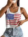 Women's Patriotic American Flag Crop Tank – 4th of July Sleeveless Top | Made in USA